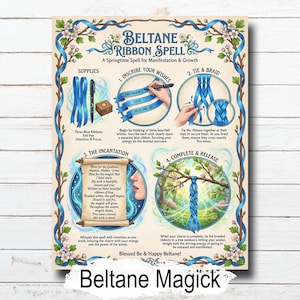 Beltane Ribbon Spell: Digital Grimoire Page for Your Book of Shadows