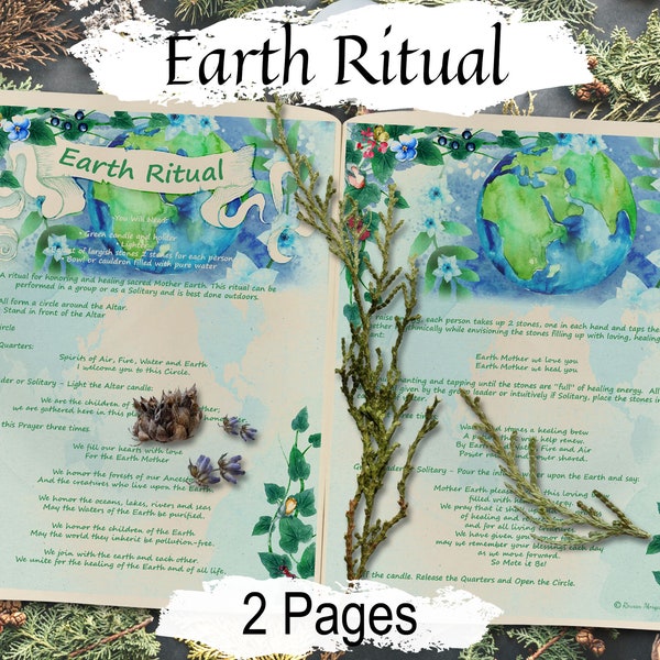 EARTH RITUAL, To Honor and Heal Mother Earth Especially on Earth Day, Suitable for Solitary or Group Magic, Gaia 2 Printable Pages