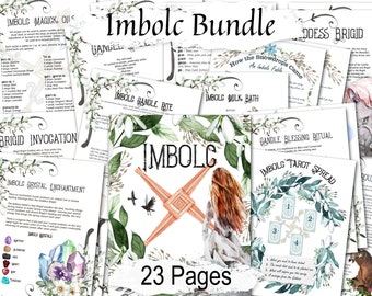 IMBOLC SABBAT BUNDLE 23 Printable Pages of Wicca Witchcraft Traditions, Correspondences Rituals Spells Recipes & Prayers, Candlemas Grimoire