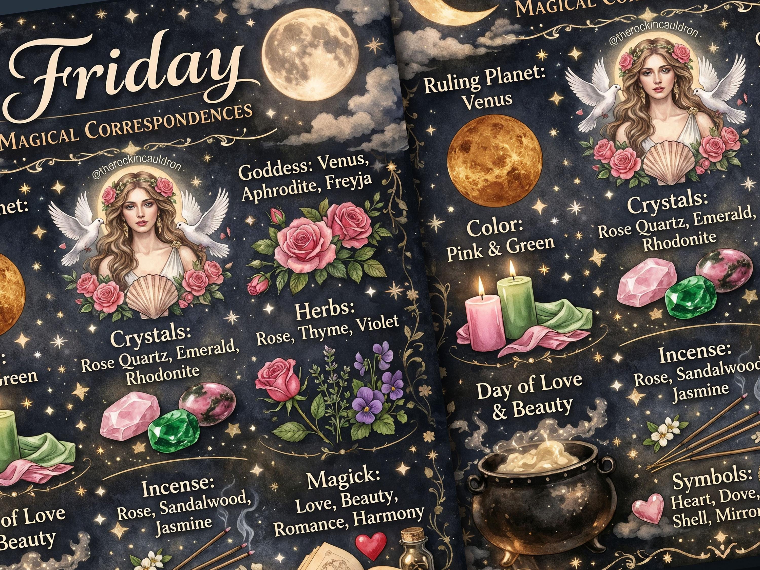 FRIDAY Magic: Infographic Cheat Sheet, Book of Shadows, Printable ...