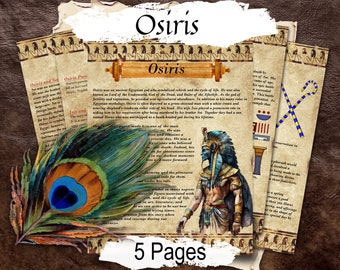 OSIRIS EGYPTIAN GOD, Mythology and Lore of Ausar the Lord of the Underworld, Ancient Egypt Witchcraft Grimoire, 5 Printable Pages