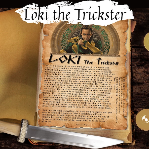 LOKI the TRICKSTER, The Norse Viking God of Mischief, A Controversial & Nihilistic Figure, Shapeshifter Magic, Altar Guide, Printable Page