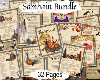 SAMHAIN SABBAT BUNDLE, Halloween Witchcraft Spellbook, Spirit World Altar Guide, Day of the Dead, 32 Pages, Printable