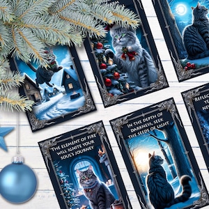 YULE CAT ORACLE, Jólakötturinn Tarot, Inspirational Message Cards, Icelandic Christmas Cat, Winter Solstice, Pagan Gift, 20 Printable Cards - Morgana Magick Spell