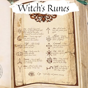 WITCH'S RUNES, Master the Magick, Your Guide to Spells and Divination,  Witches and Warlocks, Occult Symbols, Printable Spellbook Page