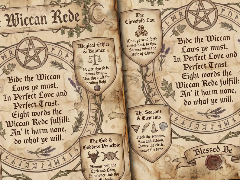The Wiccan Rede: Principles, Creeds, and the Magic of the Threefold Law, Printable Grimoire Page