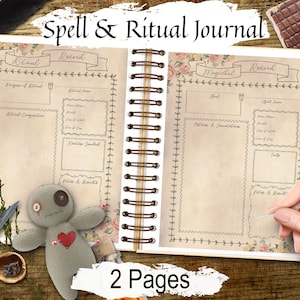 DZIENNIK ZAKLĘĆ I RYTUAŁÓW, Zorganizuj swoją magię, Bullet Journal Spell-Tracking, 2 strony do druku w księdze zaklęć