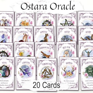 OSTARA ORACLE CARDS,  Inspirational Altar Deck, Recieve Divine Messages, 20 Printable Tarot Messages, Pagan Sabbat Gift