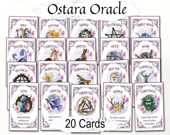 OSTARA ORACLE CARDS,  Inspirational Altar Deck, Recieve Divine Messages, 20 Printable Tarot Messages, Pagan Sabbat Gift