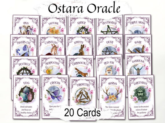 Ostara Oracle Cards: 20 Printable Pagan Sabbat Tarot Messages (Digital Download)