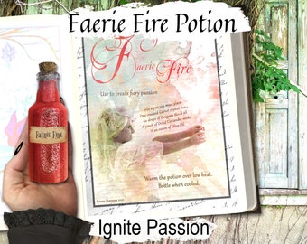 FAERIE FIRE POTION Recipe, Faery Magic Brew, Drinkable Spell, Realm of the Fey Potion, Fairy Drink Recipe, Green Witch Apothecary Printable