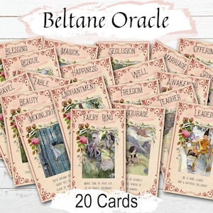 Cartes BELTANE FAERY ORACLE, tarot Wicca Sabbat, Oracle imprimable, messages inspirants, jeu de cartes divinatoires de fées, roue de l'année, 1er mai