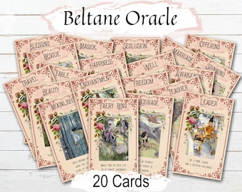 BELTANE FAERY ORACLE Cards, Wicca Sabbat Tarot, Printable Oracle, Inspirational Messages, Fairy Divination Deck, Wheel of the Year, May Day