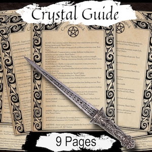 Guía de correspondencias con cristales: Gemas mágicas para brujería, 9 páginas imprimibles para un libro de hechizos