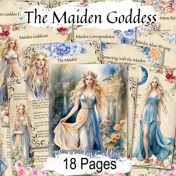 THE MAIDEN GODDESS, Ritual Spell Meditation, Divine Femine, Waxing Moon, Triple Goddess Magic, Artemis, Brigid, Diana, 18 Printable Pages