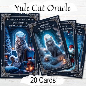 ORÁCULO DEL GATO DE NAVIDAD, Tarot Jólakötturinn, Gato Islandés de Navidad, Solsticio de Invierno, Regalo Pagano de Navidad, 20 Cartas Imprimibles