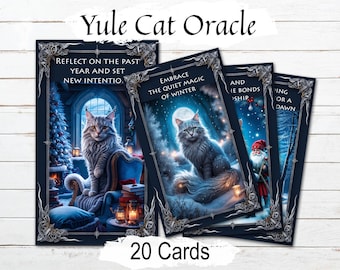 Yule Cat Oracle Cards: Jólakötturinn Tarot, Icelandic Christmas, 20 Cards  (Printable PDF)
