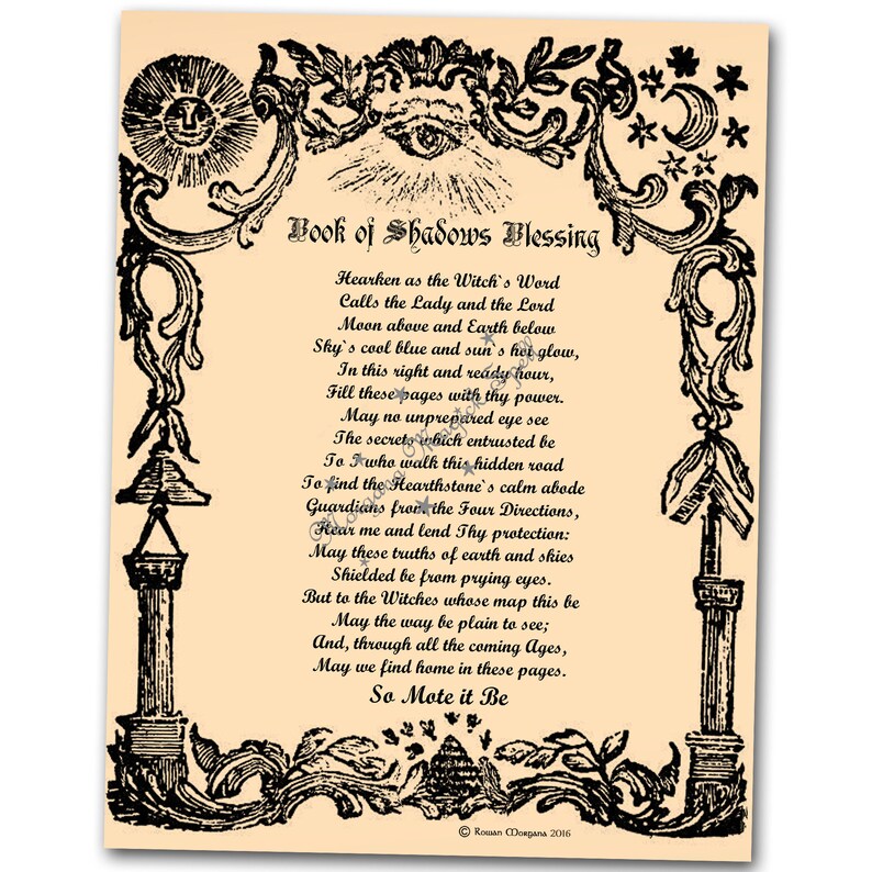 BLESSING for BoS Printable Page for Book of Shadows Etsy