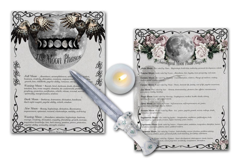 Moon Phases Full Moon Names WICCAN MOON Correspondences Astrological Moon Magick 5 Pages Wicca Full Moon Esbat Magick