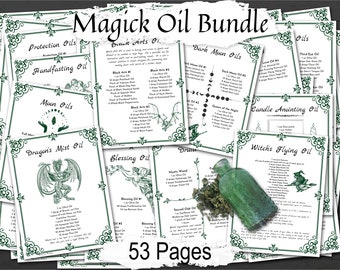 MAGIC SPELL OILS Bundle, 180 Recipes, Wicca Witchcraft Guide, Sacred Oils, Witch Starter Kit, Magic Rituals and Spells,  53 Printable Pages