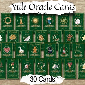 ORÁCULO DE NAVIDAD, Cartas de Tarot con Mensajes Inspiradores, Cartas de Ánimo para el Solsticio de Invierno del Sabbat Wicca, Regalo Pagano de Navidad, 30 Cartas Imprimibles