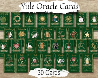 Yule Oracle Card Deck:  Winter Solstice Tarot Cards for Witches, 30 Cards, (Printable PDF)