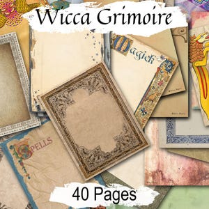 WICCA GRIMOIRE JOURNAL, 40 Printable Blank Pages, Book of Shadows or Spellbook, Write your spells, incantations, petitions and prayers