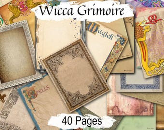 WICCA GRIMOIRE JOURNAL, 40 Printable Blank Pages, Book of Shadows or Spellbook, Write your spells, incantations, petitions and prayers