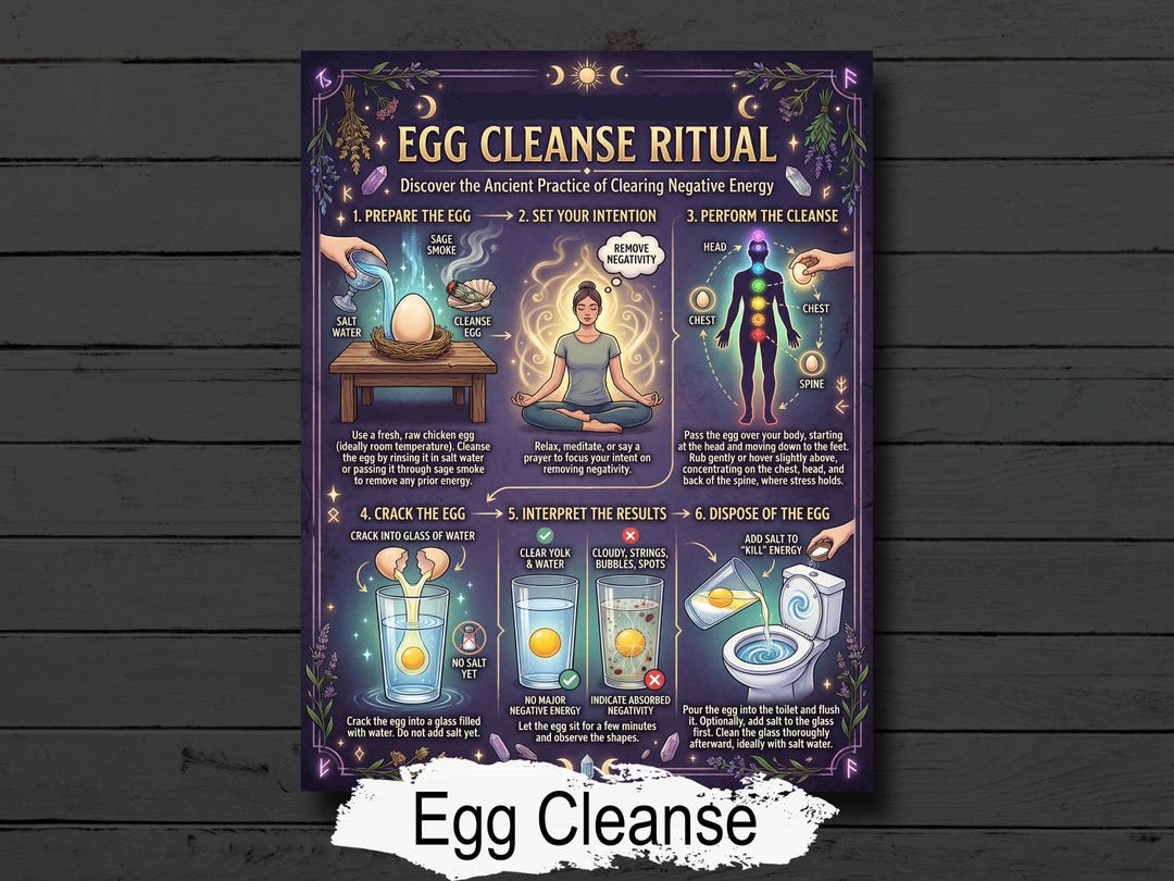 Limpia Ritual Egg Cleanse Ritual: Limpia Infographic for Book of Shadows, Folk Magic ...