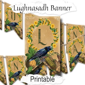 Lughnasadh Sabbat Banner: Pagan Altar Garland (Printable PDF Flags)
