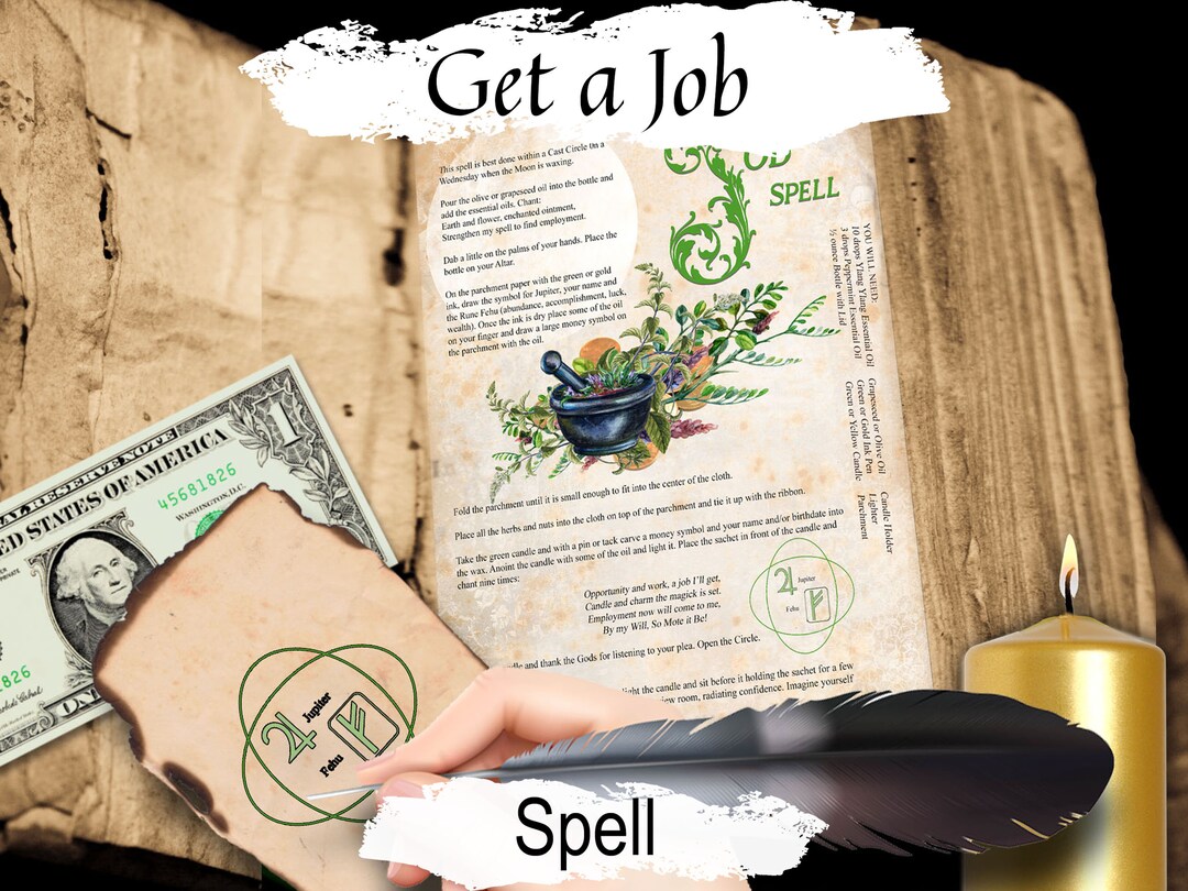 JOB SPELL, Get a Job Employment, Career Magic Dream Job, Chant and Herbs,  Real Wicca Witchcraft Magic Spell, Find a Job Printable, Mojo Bag - Etsy
