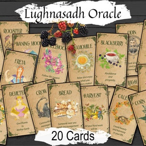 LUGHNASADH ORACLE, 20 Printable Cards, Lammas Divination with Inspirational Quotes