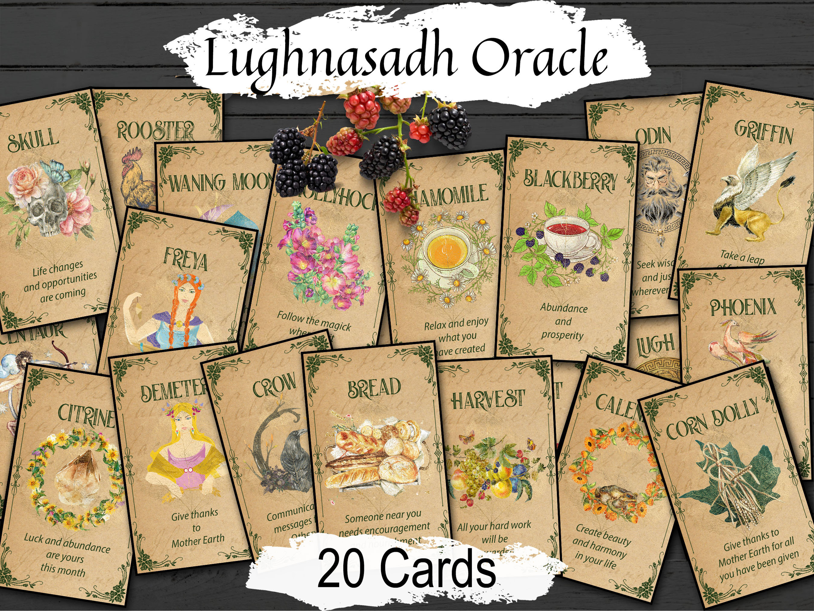 Lughnasadh Oracle Cards: Lammas Sabbat Divination Deck, 20 Cards