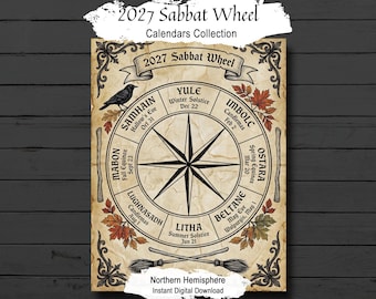 2027 Wheel of the Year: Pagan Sabbat Calendar, Northern Hemisphere, (Printable PDF)