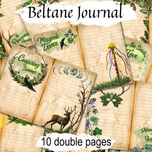 Beltane Junk Journal Kit: Wicca Grimoire Spell Pages (PDF Download)