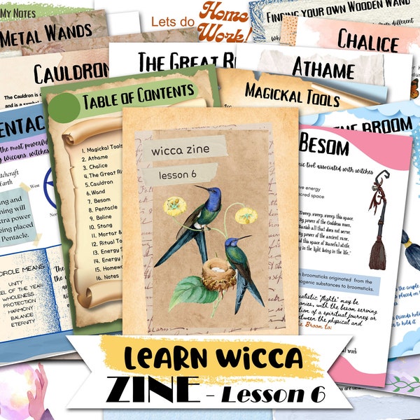 WICCA ZINE #6 - Learn Wicca, The Sacred Tools of Witchcraft and Magick, How to Use and Bless Them, Printable Witchcraft Course