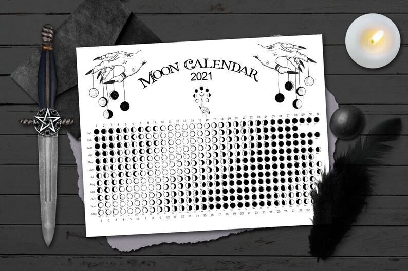 2021 WITCH MOON CALENDAR Printable Page For Book Of Shadows Etsy