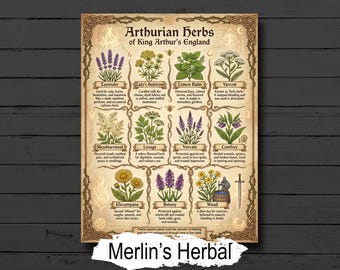 Herbs of King Arthur’s England: Printable Infographic page for your Grimoire