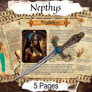 GODDESS NEPHTHYS,  Lore and Mythology of the Egyptian Goddess of Resurrection and the Underworld,  Altar Guide,  5 Printable Pages,