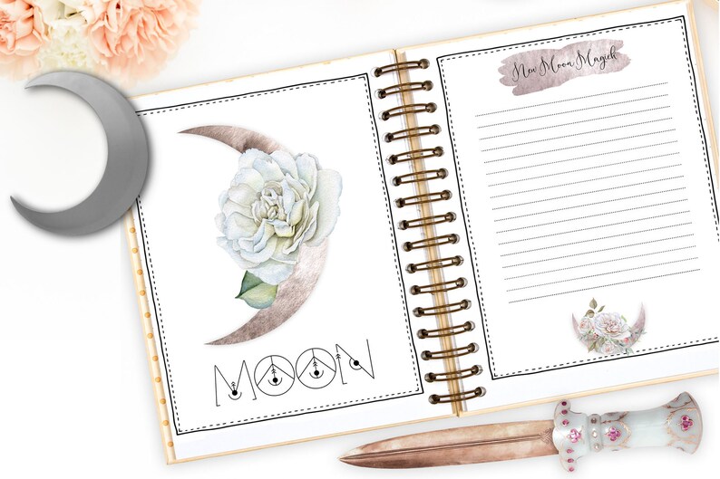 MOON JOURNAL DIARY 3 Printable Pages Wicca Lunar Planner Etsy