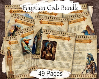 EGYPTIAN GODS & GODDESSES Bundle - Divine wisdom, magick, and mythology from the Egyptian Pantheon, 49 Printable Pages