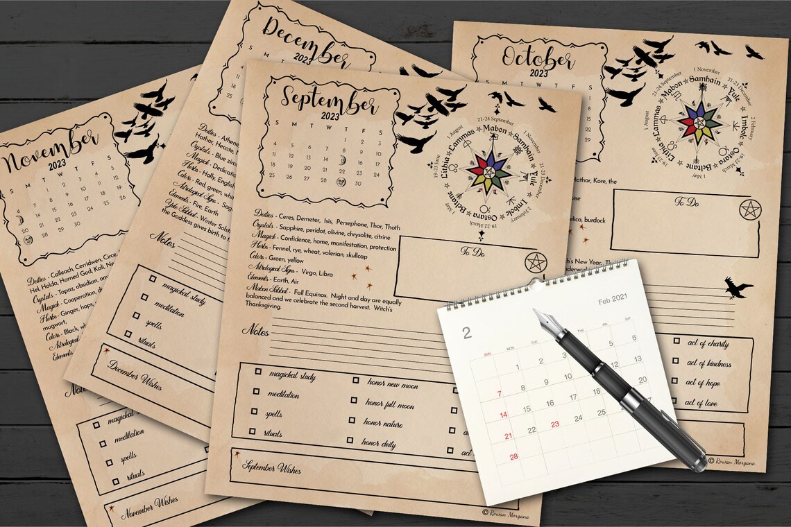2023 CALENDAR WITCH PLANNER 12 Pages Digital Download Witch Etsy