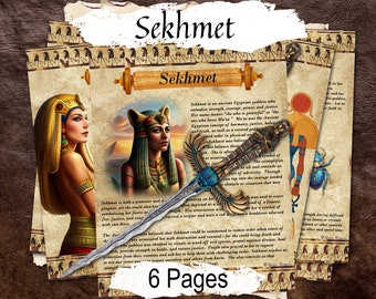GODDESS SEKHMET The Mythology of the Egyptian Goddess of Harmony Justice & Balance,  Grimoire Altar Guide,  6 Printable Pages