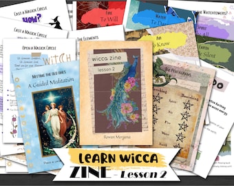 WICCA ZINE # 2 - Learn Wicca, Printable Witchcraft Course, The Pentagrams & Elements, Cast a Circle, Call the Quarters, Old Ones Meditation