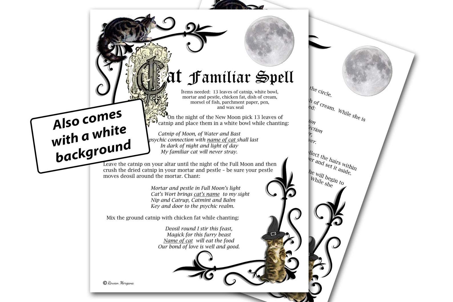 CAT FAMILIAR SPELL Get A Cat Familiar 2 Printable Pages Etsy
