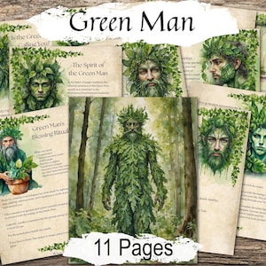THE GREEN MAN, Celtic Forest Guardian, Tree Spirit, Robin Hood, Herne, 11 Printable Pages