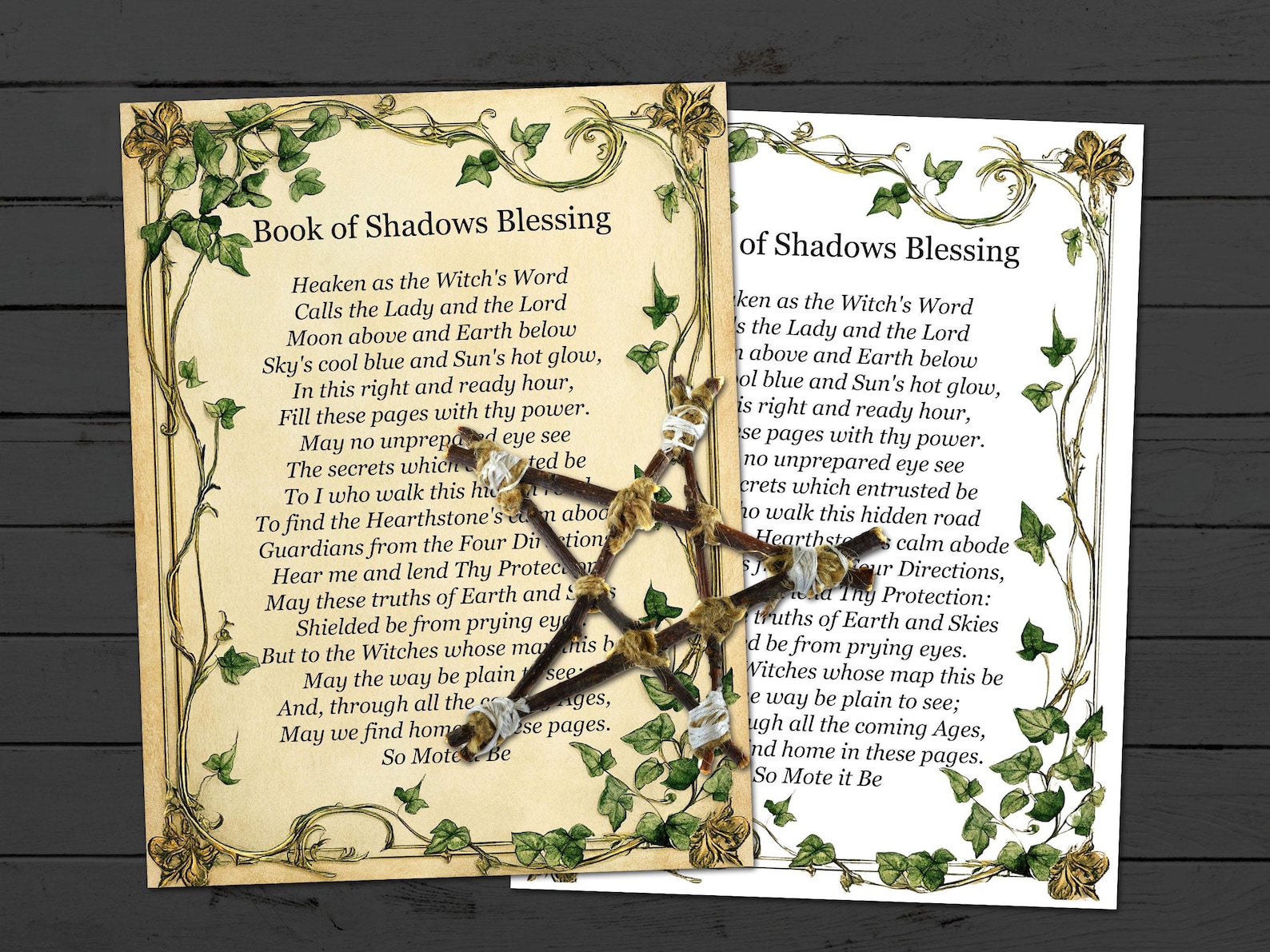 Grimoire Blessing: Wiccan Front Page for Spellbooks and Book of Shadows ...