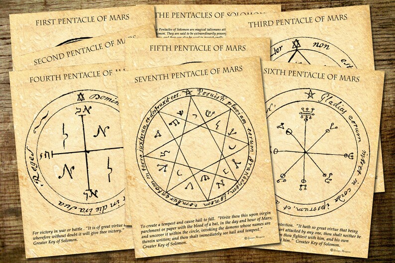 MARS PENTACLES of SOLOMON 7 Printable Pages Key of Solomon | Etsy UK