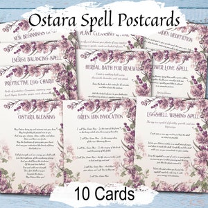 CARTE INCANTESIME OSTARA, Abbraccia le energie dell'equinozio di primavera della Dea Eostra, 10 cartoline stampabili, Incantesimi facili da eseguire, Regalo del Sabbat pagano