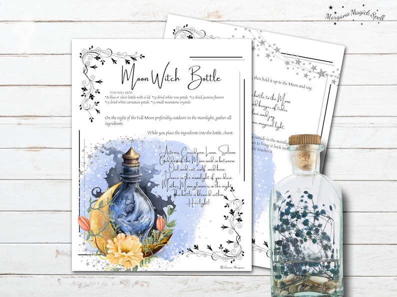 Wicca Witchcraft Spell Bottle Recipes printable bundle by Morgana Magick Spell.